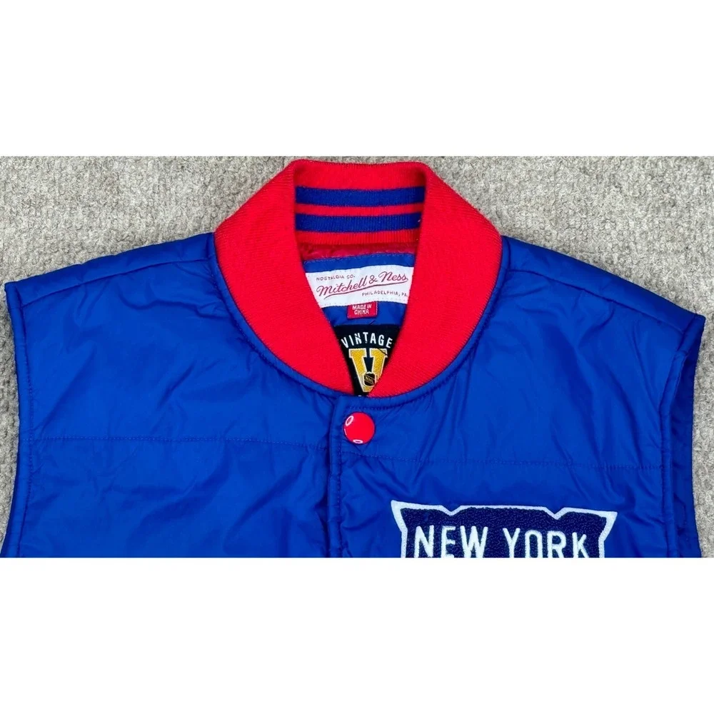 Mitchell & Ness NHL Vintage New York Rangers Hockey Puffer Vest Size Small